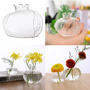 Handmade Pomegranate Clear Glass Flower Vase Transparent Glass Vase Hydroponic Pots for Wedding Party Home Table Decor