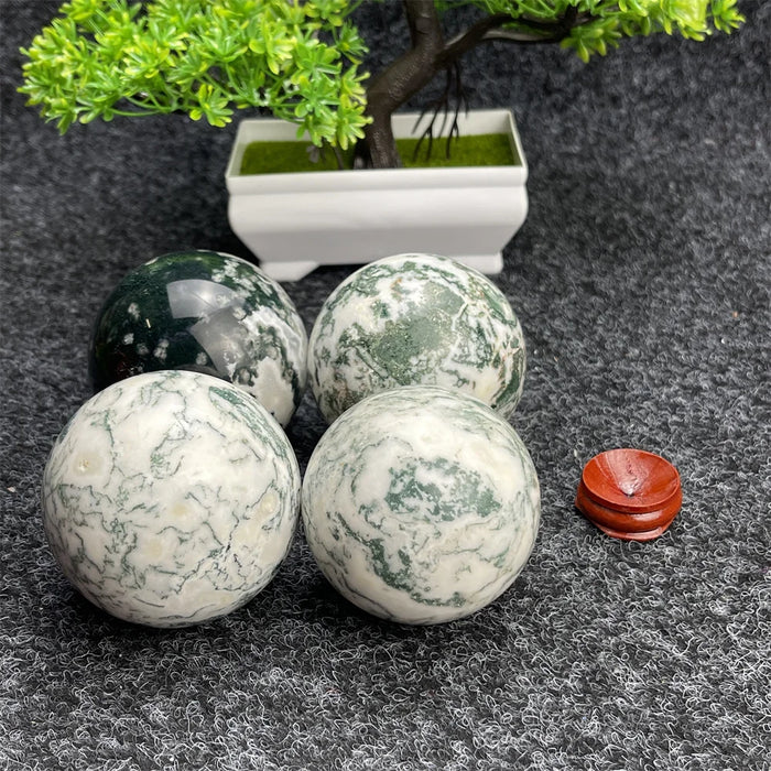 More Than 60mm Natural Water Grass Agate Energy Gem Sphere Healing Aura Meditation Crystal Ball Garden Aquarium Home Decoration