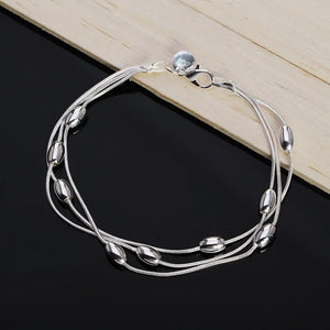 925wholesale , Charms beads Chain Beautiful bracelet silver color fashion for women Wedding nice jewelry JSHh236