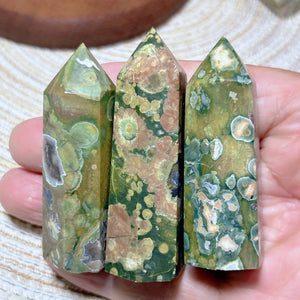 Natural Crystal Rainforest Jasper Tower Point Mineral Healing High Quality Garden Decorations Reiki Ornament Room Decor Gift