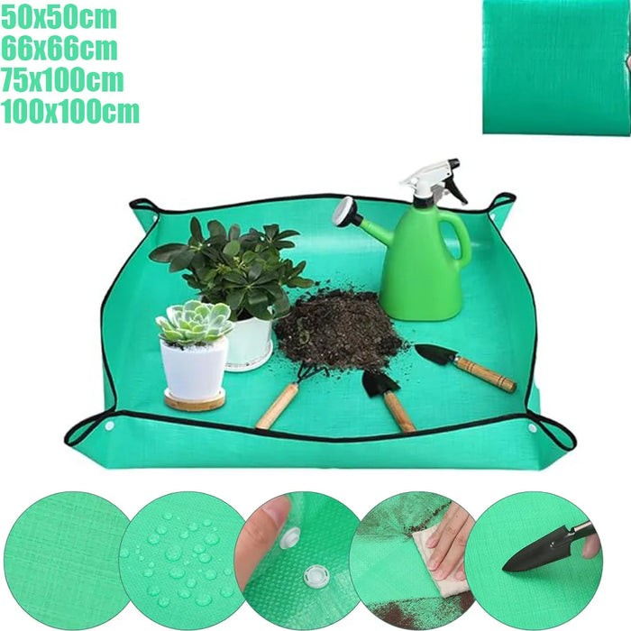 1Pc Repotting Plant Mat Potting Pad Foldable Waterproof Plant Repotting Mat Gardening Soil Mat 100x100