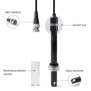 Replacement PH Meter Electrode Probe Controller BNC Connector Sensor with Buffer Powder 100cm for Aquarium Hydroponic Laboratory