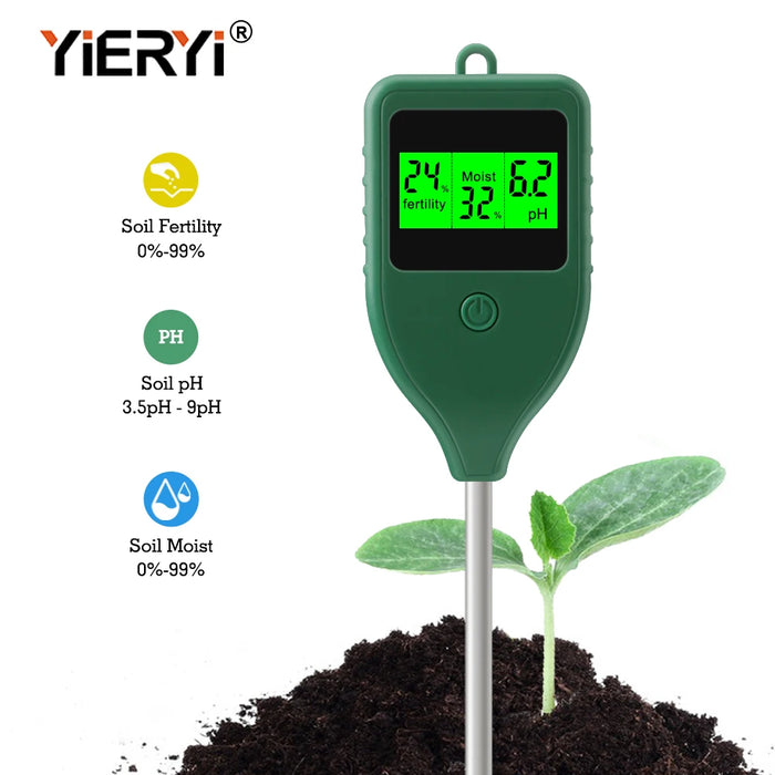 Yieryi 3 in 1 Soil PH Meter Farm Garden Fertility Tester Soil Moisture Test Detector for Indoor Planting, Potted Plants, Lawn