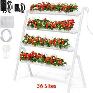 36/Sites Hydroponics Growing System Kits PVC-Pipe Hydroponic Garden Planting Vegetable and Herbs Growth Cultivation Equipment