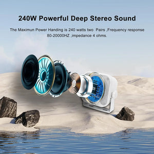 Herdio 4 Inch Marine Speakers Boat Waterproof 240W Outdoor Speakers Surface Mounted For Skid Steer ATV UTV RZR Golf Cart Tractor