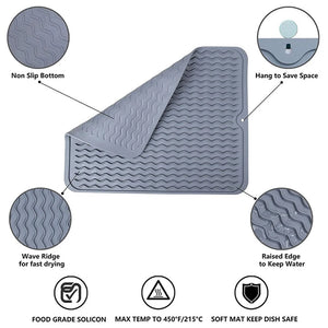 Silicone Dish Drying Mats Thickness Heat Resistant Trivet Drip Tray Cup Coasters Non-slip Pot Holder Table Kitchen Accessories