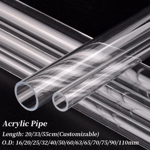 1Pc O.D 16~110mm Clear Acrylic Tube Fish Tank Aquarium Supplies Hydroponics Watering Transparent Plexiglass Pipe 20/33/50cm Long