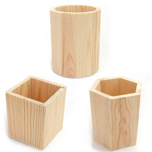 Desktop Wooden Pen Holder School Office Pen Pencil Storage Box DIY Table Stationery Organizer Pot Home Makeup Brush Container