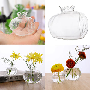 Handmade Pomegranate Clear Glass Flower Vase Transparent Glass Vase Hydroponic Pots for Wedding Party Home Table Decor