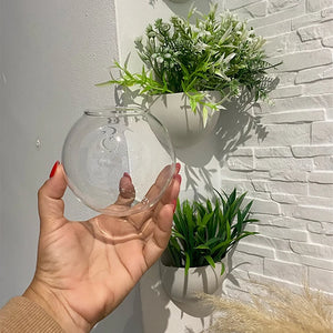 Fashion Wall Hanging Semi-circular Glass Flower Vase Plant Hydroponic Terrarium Wall Fish Tank Aquarium Container Home Decor