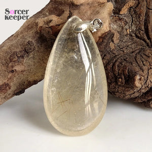 Natural Stones Rutilated Quartz Pendant Hair Crystal Free Necklace Mineral Specimen Garden Crystal Quartz Jewelry Energy OS865