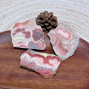 Natural Crystal Argentina Rhodochrosite Slab Slice Pattern Mineral Gemstones Ornament Home Garden Decoration Precious Gift