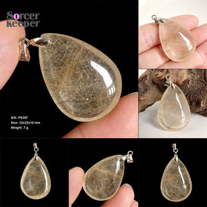 Natural Stones Rutilated Quartz Pendant Hair Crystal Free Necklace Mineral Specimen Garden Crystal Quartz Jewelry Energy OS865