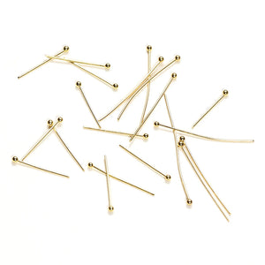 50Pcs 0.6mm Stainless Steel Water Gold Plated Head Pins DIY Earrings Findings for Handmade Crafts Beads Jewelry Making 20/30mm