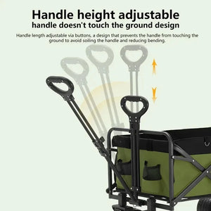 Foldable Camping Cart Outdoor Large Capacity Wagon Pull Rod Trolley Garden Wheeled Carts Portable Folding Carrier Handcart