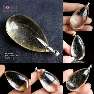 Natural Stones Rutilated Quartz Pendant Hair Crystal Free Necklace Mineral Specimen Garden Crystal Quartz Jewelry Energy OS865