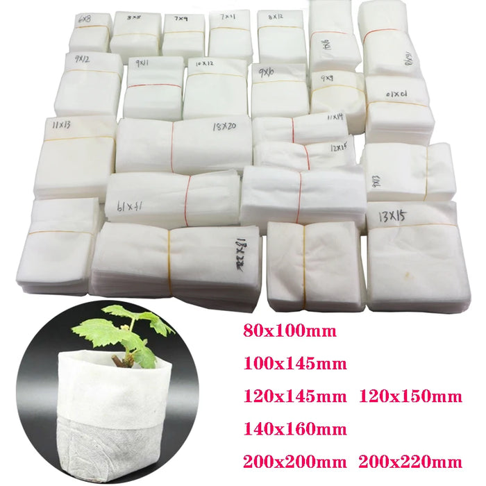 25/50/100pcs Nonwoven Fabric Nursery Plant Grow Seedling Growing Planting Bag Garden Eco-Friendly Ventilate Different Size Bag