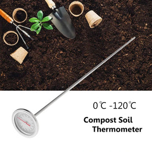 50cm Stainless Steel Compost Soil Thermometer Garden Backyard 0℃-120℃ Measuring Probe Detector High Accuracy Lightweight