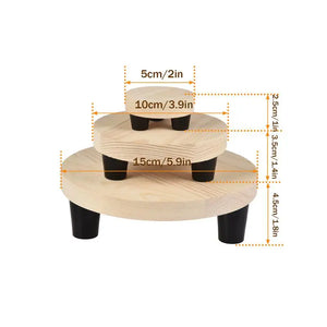 3pcs Wood Round Bench Flower Pot Holder Plant And Succulent Flower Pot Base Display Stand Stool Home Garden Decoration Shelf