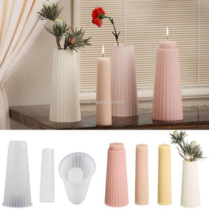 Candle+Vase Silicone Mold Diy Epoxy Gypsum Concrete Flower Pot Resin Mold Home Gardening Decoration Handmade Gift Making