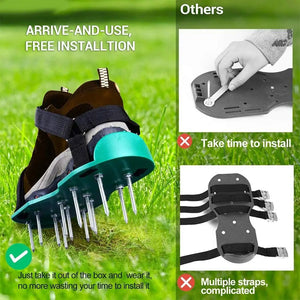 1 Pair Lawn Aerator Shoes Adjustable Size Non Slip Sole Gardening Tool Loosen Soil Promote Root Growth Lawn Care Nail Shoes