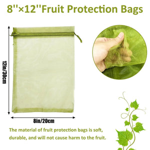 50Pcs Fruit Protection Bags Grape Fruit Netting Bags with Drawstring for Plant Fruit Trees Flower Garden Cover Mesh Bags