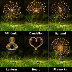 LED Solar Firework Lights Garden Decoration Fairy Lights Waterproof Outdoor Dandelion Lawn Lamp for Garden Landscape Lawn Decor