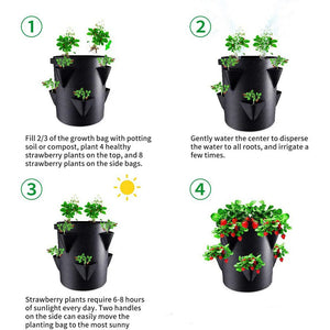 Multi-Mouth Grow Bag 5/7/10 Gallons Strawberry Tomato Planting Bags Reusable Gardens Balconies Flower Herb Planter