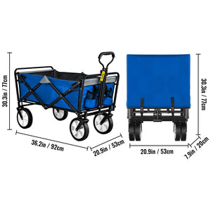 VEVOR Folding Wagon Cart Portable Outdoor Camping Beach Large Capacity Multifunction Adjustable Handle for Picnic Bbq Trolley