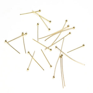 50Pcs 0.6mm Stainless Steel Water Gold Plated Head Pins DIY Earrings Findings for Handmade Crafts Beads Jewelry Making 20/30mm