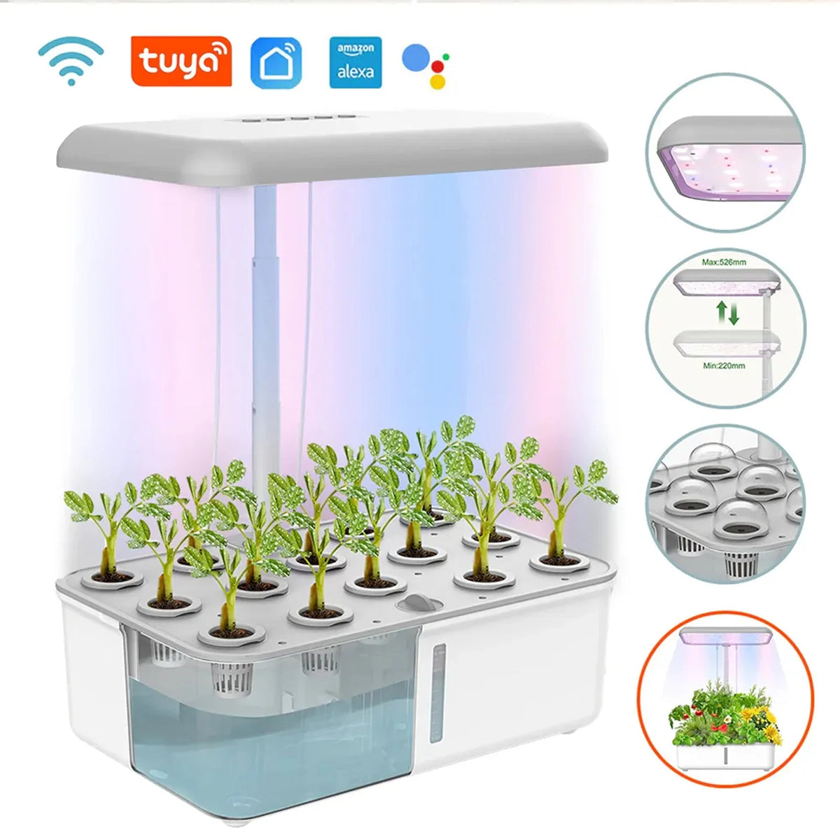 Tuya WiFi Plant Hydroponics System Growing LED Light Soilless Smart Pl ...