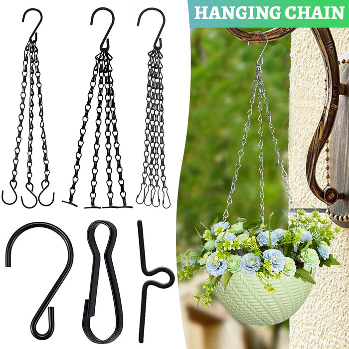 40cm Rattan Hanging Basket Flower Pot Chain Hydroponic Plants Plant Grow Tools Garden Decorations with 3 Hooks