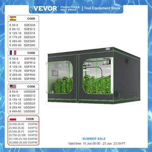 VEVOR 10x10 Grow Tent High Reflective 600D-2000D Mylar Hydroponic Growing Tent with Observation Window Tool Bag for Plants Grow