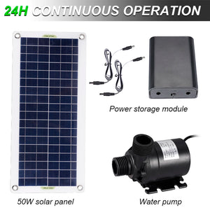 50W 800L/H Brushless Solar Water Pump Single Crystal Silicon Ultra Silent Continuous Work Pool Water Pump Garden Decoration Kit