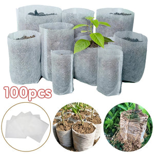 100Pcs Non-woven Fabric Seeding Biodegradable Nursery Bag Home Garden Germination Planter Pot Fabric Grow Bags Plant Accessories