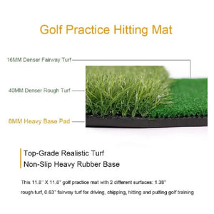 Dual Surface Turf Golf Practice Hitting Mat Portable Golf Hitting Mat Rubber Tee Holder and 6 Golf Practice Balls Included