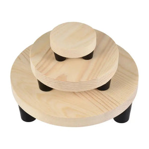 3pcs Wood Round Bench Flower Pot Holder Plant And Succulent Flower Pot Base Display Stand Stool Home Garden Decoration Shelf