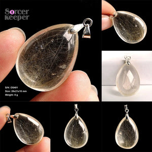 Natural Stones Rutilated Quartz Pendant Hair Crystal Free Necklace Mineral Specimen Garden Crystal Quartz Jewelry Energy OS865