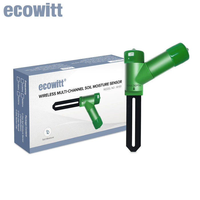 ECOWITT WH51 Soil Moisture Meter, Soil Tester, 8-Channel Garden Plant Water Monitor Tester - Sensor Only, Can't Be Used Alone