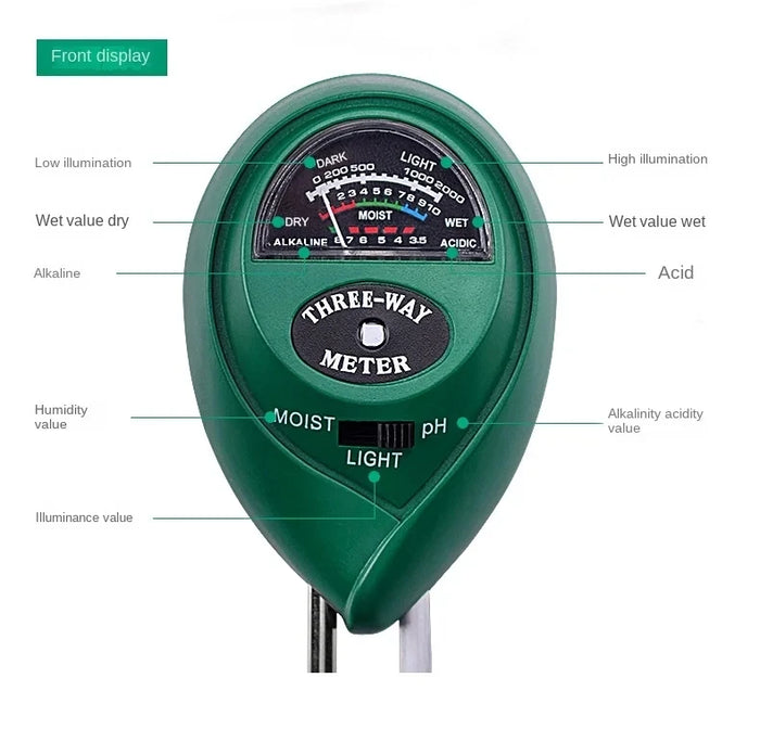 3 in 1 Soil PH Meter Sunlight PH Tester Garden Flowers Soil Moisture Sensor Meter Plants Acidity Humidity PH Monitor Detector