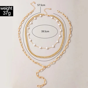 Tocona Beads Women's Neck Chain Kpop Pearl Choker Necklace Gold Color Goth Chocker Jewelry On The Neck Pendant Collar for Girl