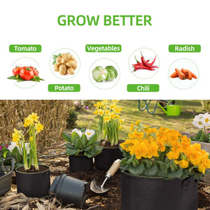 2023 New 3/4/5/7/10 Gallon Felt Grow Bags Gardening Fabric Grow Pot Vegetable Tomato Growing Planter Garden Potato Planting Pots