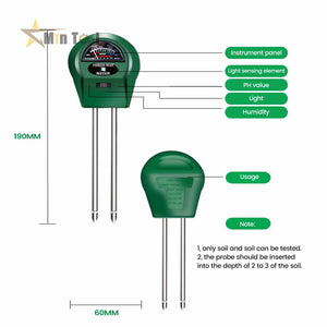 Soil PH Meter Sunlight PH Tester Flowers Soil Moisture Sensor Meter Plants Acidity Humidity PH Monitor Garden Tool