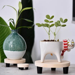 3pcs Wood Round Bench Flower Pot Holder Plant And Succulent Flower Pot Base Display Stand Stool Home Garden Decoration Shelf