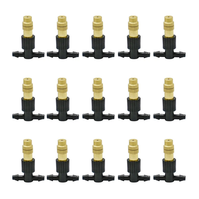 15-250Pcs Micro Drip Irrigation Misting Brass Nozzle Garden Spray Cooling Parts Copper Sprinkler with Thread Barb Tee Connector