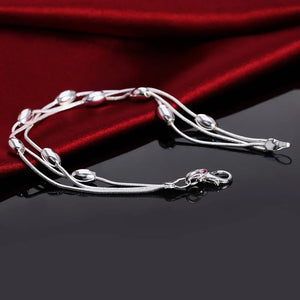 wholesale , Charms beads Chain Beautiful bracelet silver color fashion for women Wedding nice jewelry JSHh236