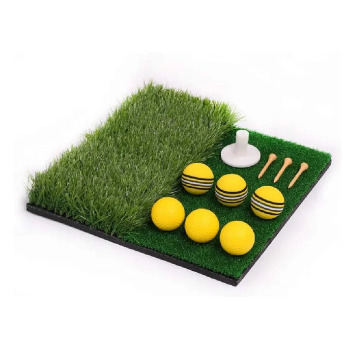 Dual Surface Turf Golf Practice Hitting Mat Portable Golf Hitting Mat Rubber Tee Holder and 6 Golf Practice Balls Included