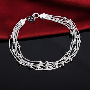 wholesale , Charms beads Chain Beautiful bracelet silver color fashion for women Wedding nice jewelry JSHh236