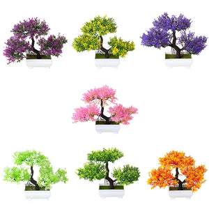 Artificial Plastic Plants Bonsai Small Tree Pot Fake Plant Potted Flower Garden Arrangement Ornaments Room Home Table Decoration