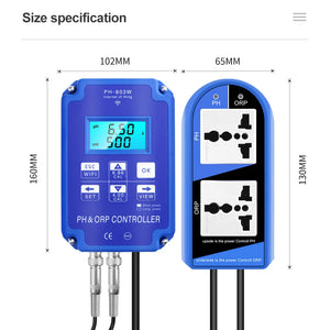 WiFi Digital PH Meter 2 In 1 PH&ORP Controller BNC Replaceable Probe Water Quality Tester for Hydroponics, Aquarium 110V/220V